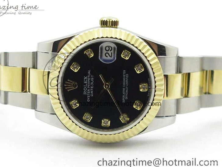1225 StreetReady Datejust 31mm 278273 SS YG BP Maker Best Edition Black Diamonds Dial on SS YG Oyster Bracelet 2717